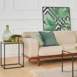 Table D'appoint De Salon Orinoco Noyer Noir 45x45x45 Cm -Pas Cher Mobiliora Magasin table basse 13987873