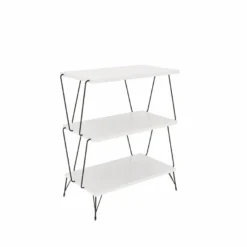 Table D'appoint De Salon Mississipi Moderne Blanc 48x75x31 Cm