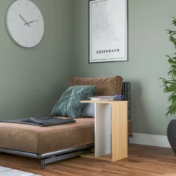 Table D'appoint De Salon Loira Moderne Chêne Blanc 44,5x29,6x63,2 Cm -Pas Cher Mobiliora Magasin table basse 13987901