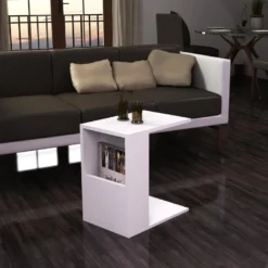 Table D'appoint De Salon Sena Moderne Blanc 40x50x30 Cm -Pas Cher Mobiliora Magasin table basse 13987909