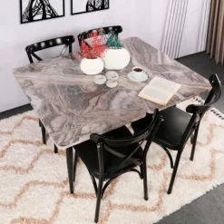 Table De Salle à Manger Amazonas Carrée Avec Pieds En Métal En Couleur Noir