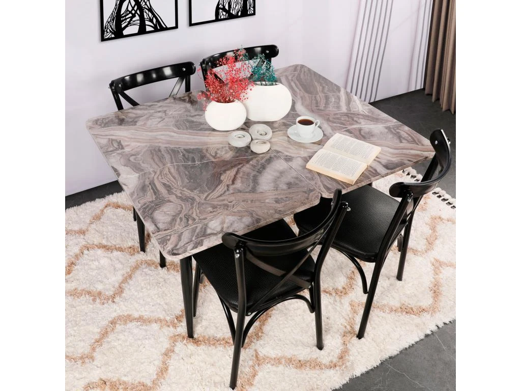 Table De Salle à Manger Amazonas Carrée Avec Pieds En Métal En Couleur Noir 3 Table De Salle à Manger Amazonas Carrée Avec Pieds En Métal En Couleur Noir