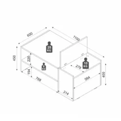 Table Basse Avec Rangements - Anthracite Et Naturel - VELKAN 17 Table Basse Avec Rangements - Anthracite Et Naturel - VELKAN -Pas Cher Mobiliora Magasin table basse 14117473