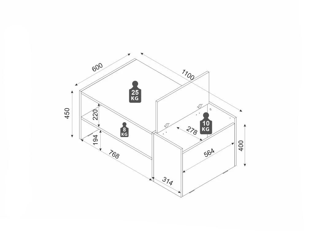 Table Basse Avec Rangements - Anthracite Et Naturel - VELKAN 10 Table Basse Avec Rangements - Anthracite Et Naturel - VELKAN â Image 8