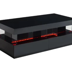 Table Basse 2 Tiroirs Et 2 Niches Avec LEDs - MDF Et Verre Trempé - Noir Laqué - FABIO II 10 Table Basse 2 Tiroirs Et 2 Niches Avec LEDs - MDF Et Verre Trempé - Noir Laqué - FABIO II -Pas Cher Mobiliora Magasin table basse 1414559