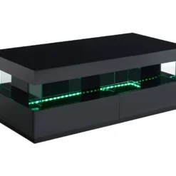Table Basse 2 Tiroirs Et 2 Niches Avec LEDs - MDF Et Verre Trempé - Noir Laqué - FABIO II 11 Table Basse 2 Tiroirs Et 2 Niches Avec LEDs - MDF Et Verre Trempé - Noir Laqué - FABIO II -Pas Cher Mobiliora Magasin table basse 1414561