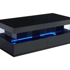 Table Basse 2 Tiroirs Et 2 Niches Avec LEDs - MDF Et Verre Trempé - Noir Laqué - FABIO II 12 Table Basse 2 Tiroirs Et 2 Niches Avec LEDs - MDF Et Verre Trempé - Noir Laqué - FABIO II -Pas Cher Mobiliora Magasin table basse 1414563