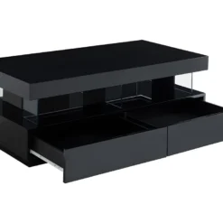 Table Basse 2 Tiroirs Et 2 Niches Avec LEDs - MDF Et Verre Trempé - Noir Laqué - FABIO II 13 Table Basse 2 Tiroirs Et 2 Niches Avec LEDs - MDF Et Verre Trempé - Noir Laqué - FABIO II -Pas Cher Mobiliora Magasin table basse 1414567