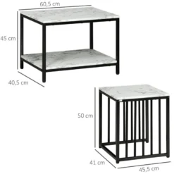 Lot De 2 Tables Basses Gigognes Design - Acier Noir Panneaux Aspect Marbre Blanc 9 Lot De 2 Tables Basses Gigognes Design - Acier Noir Panneaux Aspect Marbre Blanc -Pas Cher Mobiliora Magasin table basse 14182663