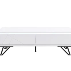 Table Basse 2 Tiroirs Avec LEDs En MDF - Blanc Laqué - SALIANO -Pas Cher Mobiliora Magasin table basse 14212607