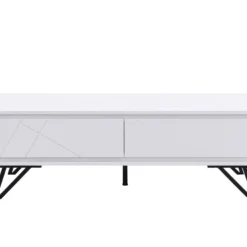 Table Basse 2 Tiroirs Avec LEDs En MDF - Blanc Laqué - SALIANO -Pas Cher Mobiliora Magasin table basse 14212609