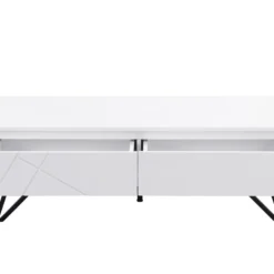 Table Basse 2 Tiroirs Avec LEDs En MDF - Blanc Laqué - SALIANO -Pas Cher Mobiliora Magasin table basse 14212611