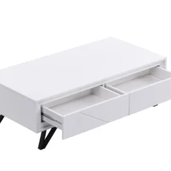 Table Basse 2 Tiroirs Avec LEDs En MDF - Blanc Laqué - SALIANO -Pas Cher Mobiliora Magasin table basse 14212613