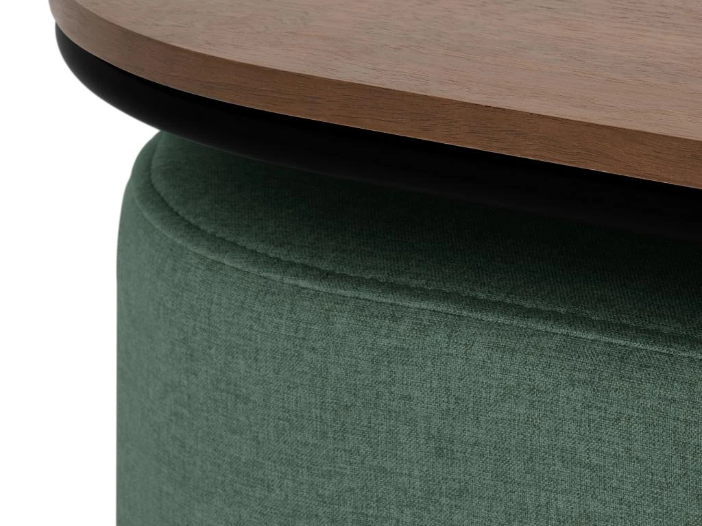 Table Basse + 2 Poufs En Tissu - Naturel Et Vert - ADAR 9 Table Basse + 2 Poufs En Tissu - Naturel Et Vert - ADAR – Image 7