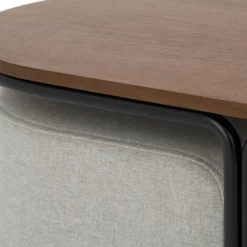 Table Basse + 2 Poufs En Tissu - Naturel Et Gris - ADAR -Pas Cher Mobiliora Magasin table basse 14275339