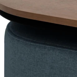 Table Basse + 2 Poufs En Tissu - Naturel Et Bleu - ADAR -Pas Cher Mobiliora Magasin table basse 14276575