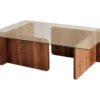 Table D’appoint Rhin Design Verre Trempé En Couleur Nogal, 105x30x65 -Pas Cher Mobiliora Magasin table basse 14280183