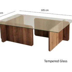 Table D’appoint Rhin Design Verre Trempé En Couleur Nogal, 105x30x65 -Pas Cher Mobiliora Magasin table basse 14280189