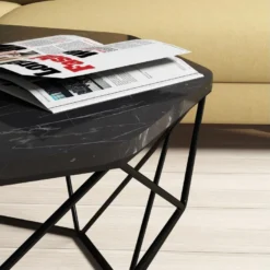 Table D’appoint Ganges Design Panneau De Particules Plaqué Mélaminé En Couleur Noir, 90x38x90 -Pas Cher Mobiliora Magasin table basse 14280197