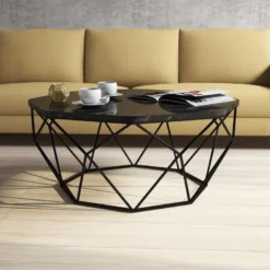 Table D’appoint Ganges Design Panneau De Particules Plaqué Mélaminé En Couleur Noir, 90x38x90 -Pas Cher Mobiliora Magasin table basse 14280199