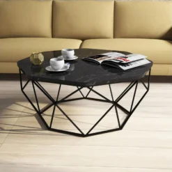 Table D’appoint Ganges Design Panneau De Particules Plaqué Mélaminé En Couleur Noir, 90x38x90 -Pas Cher Mobiliora Magasin table basse 14280201