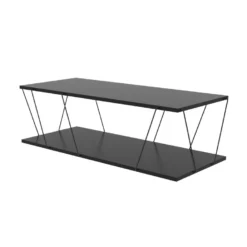 Table D’appoint Mississipi Design Panneau De Particules Plaqué Mélaminé En Couleur Antracite Noir, 120x30x50