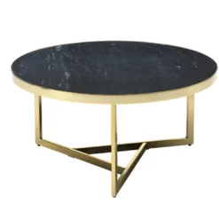 Table Basse En Marbre Et Métal - Noir Et Doré - ROBURTA -Pas Cher Mobiliora Magasin table basse 14289925