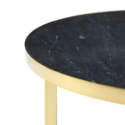 Table Basse En Marbre Et Métal - Noir Et Doré - ROBURTA -Pas Cher Mobiliora Magasin table basse 14289927
