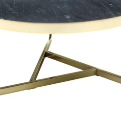 Table Basse En Marbre Et Métal - Noir Et Doré - ROBURTA -Pas Cher Mobiliora Magasin table basse 14289929