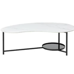 Table Basse Avec 1 étagère - Céramique, Verre Et Métal - Effet Marbre Blanc Et Noir - MURIENA 11 Table Basse Avec 1 étagère - Céramique, Verre Et Métal - Effet Marbre Blanc Et Noir - MURIENA -Pas Cher Mobiliora Magasin table basse 14289975