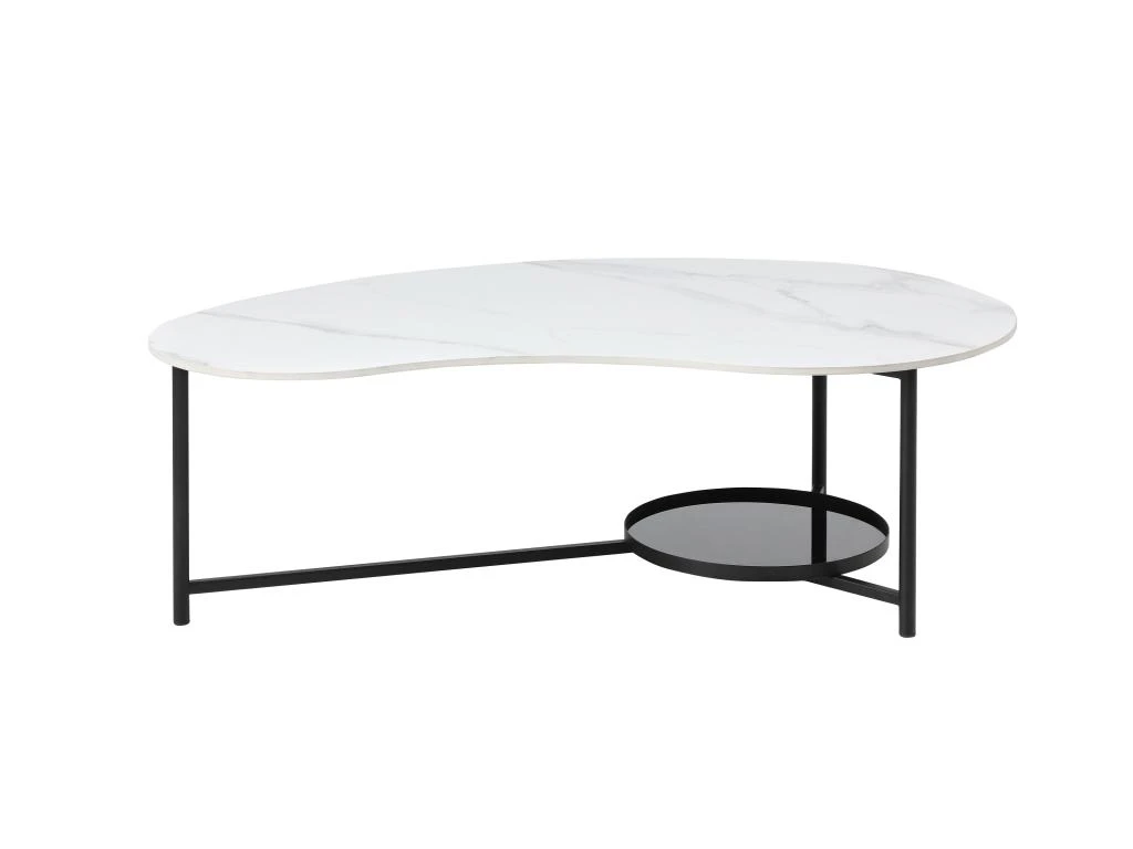 Table Basse Avec 1 étagère - Céramique, Verre Et Métal - Effet Marbre Blanc Et Noir - MURIENA 5 Table Basse Avec 1 étagère - Céramique, Verre Et Métal - Effet Marbre Blanc Et Noir - MURIENA – Image 3