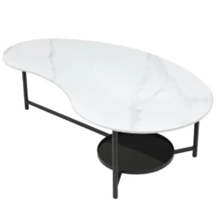 Table Basse Avec 1 étagère - Céramique, Verre Et Métal - Effet Marbre Blanc Et Noir - MURIENA 12 Table Basse Avec 1 étagère - Céramique, Verre Et Métal - Effet Marbre Blanc Et Noir - MURIENA -Pas Cher Mobiliora Magasin table basse 14289979