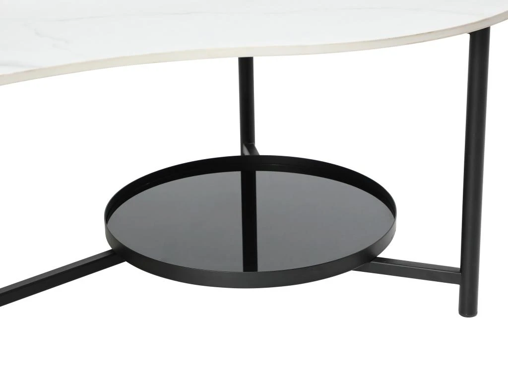 Table Basse Avec 1 étagère - Céramique, Verre Et Métal - Effet Marbre Blanc Et Noir - MURIENA 9 Table Basse Avec 1 étagère - Céramique, Verre Et Métal - Effet Marbre Blanc Et Noir - MURIENA – Image 7