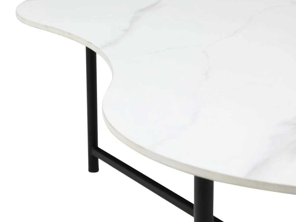 Table Basse Avec 1 étagère - Céramique, Verre Et Métal - Effet Marbre Blanc Et Noir - MURIENA 8 Table Basse Avec 1 étagère - Céramique, Verre Et Métal - Effet Marbre Blanc Et Noir - MURIENA – Image 6