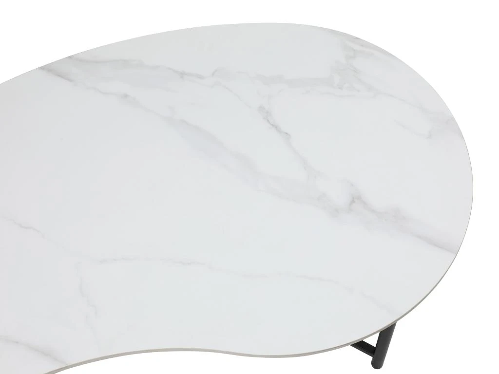 Table Basse Avec 1 étagère - Céramique, Verre Et Métal - Effet Marbre Blanc Et Noir - MURIENA 7 Table Basse Avec 1 étagère - Céramique, Verre Et Métal - Effet Marbre Blanc Et Noir - MURIENA – Image 5