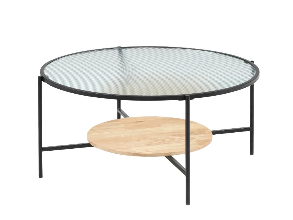 Table Basse Avec 1 étagère - Verre, Bois D'hévéa Et Métal - Naturel Et Noir - MUNITA 6 Table Basse Avec 1 étagère - Verre, Bois D'hévéa Et Métal - Naturel Et Noir - MUNITA – Image 4