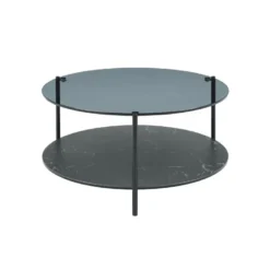 Table Basse Double Plateau En Verre Trempé, Céramique Et Métal - Effet Marbre Noir - SENRINA 8 Table Basse Double Plateau En Verre Trempé, Céramique Et Métal - Effet Marbre Noir - SENRINA -Pas Cher Mobiliora Magasin table basse 14290719