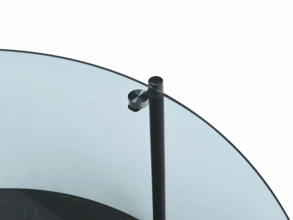 Table Basse Double Plateau En Verre Trempé, Céramique Et Métal - Effet Marbre Noir - SENRINA 7 Table Basse Double Plateau En Verre Trempé, Céramique Et Métal - Effet Marbre Noir - SENRINA – Image 5