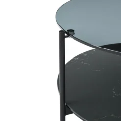 Table Basse Double Plateau En Verre Trempé, Céramique Et Métal - Effet Marbre Noir - SENRINA 9 Table Basse Double Plateau En Verre Trempé, Céramique Et Métal - Effet Marbre Noir - SENRINA -Pas Cher Mobiliora Magasin table basse 14290725