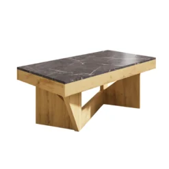 Table Basse Relevable Chêne Blond/Marbre Gris - POPLO -Pas Cher Mobiliora Magasin table basse 14341097