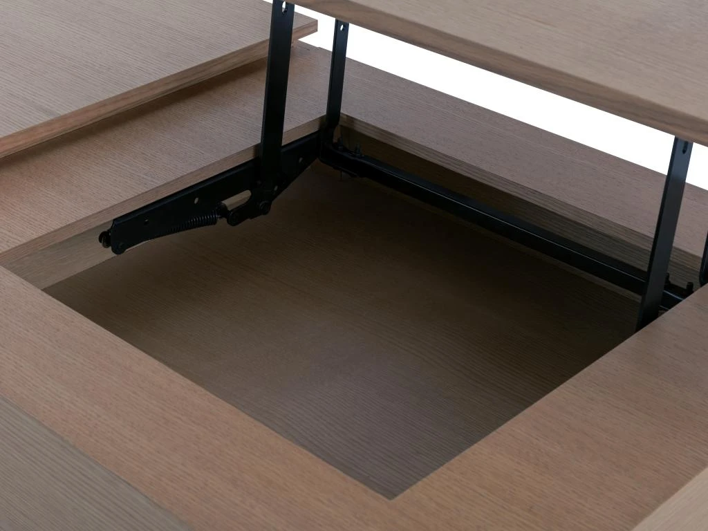 Table Basse Avec Plateau Relevable Et 1 Tiroir En MDF Et Métal - Naturel Foncé - DALAHO 10 Table Basse Avec Plateau Relevable Et 1 Tiroir En MDF Et Métal - Naturel Foncé - DALAHO – Image 8