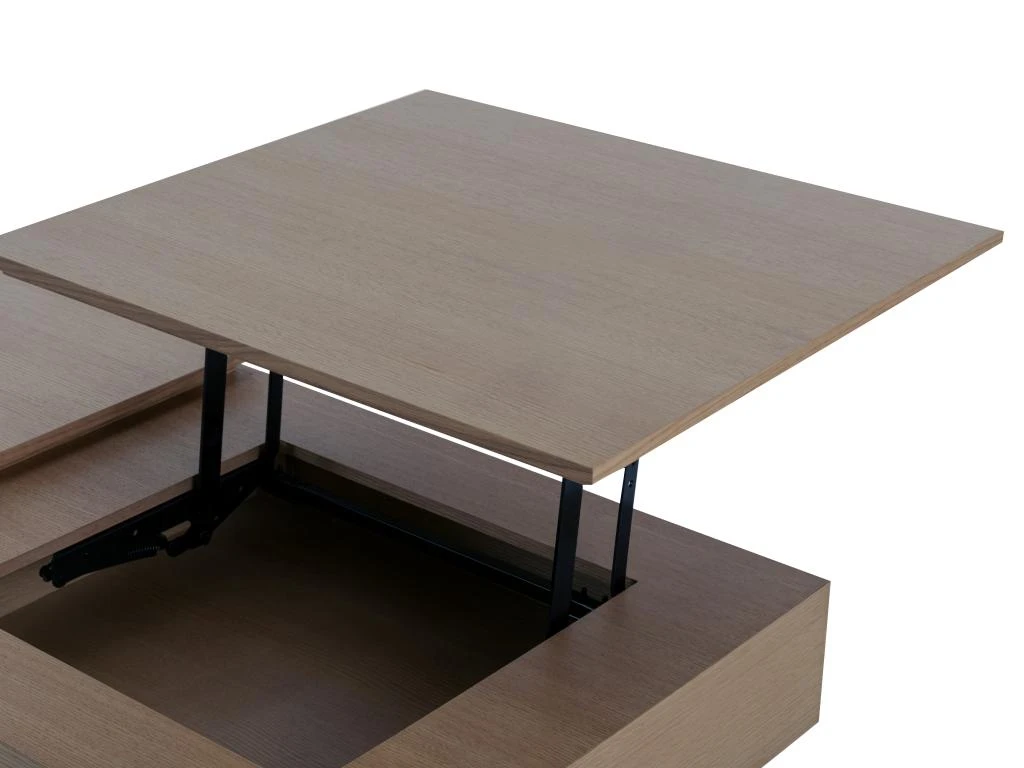 Table Basse Avec Plateau Relevable Et 1 Tiroir En MDF Et Métal - Naturel Foncé - DALAHO 11 Table Basse Avec Plateau Relevable Et 1 Tiroir En MDF Et Métal - Naturel Foncé - DALAHO – Image 9