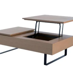 Table Basse Avec Plateau Relevable Et 1 Tiroir En MDF Et Métal - Naturel Foncé - DALAHO 22 Table Basse Avec Plateau Relevable Et 1 Tiroir En MDF Et Métal - Naturel Foncé - DALAHO -Pas Cher Mobiliora Magasin table basse 14370919