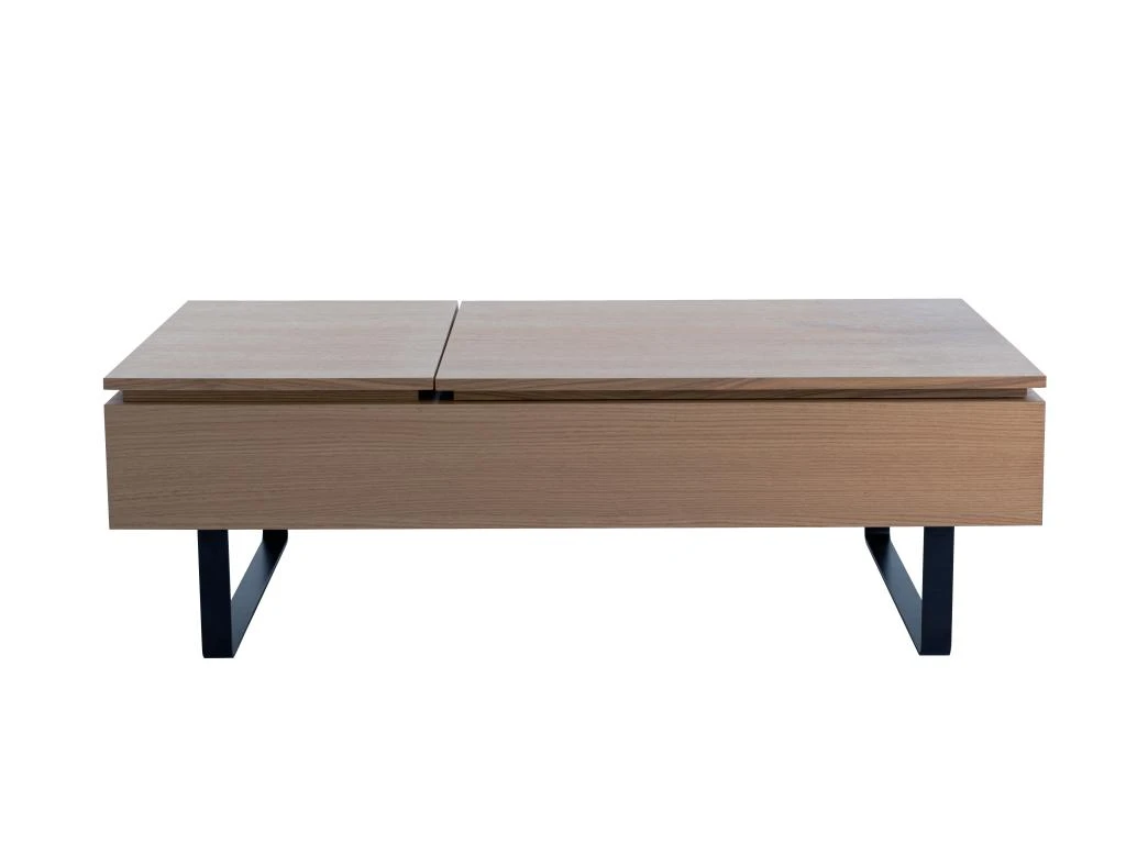 Table Basse Avec Plateau Relevable Et 1 Tiroir En MDF Et Métal - Naturel Foncé - DALAHO 6 Table Basse Avec Plateau Relevable Et 1 Tiroir En MDF Et Métal - Naturel Foncé - DALAHO – Image 4