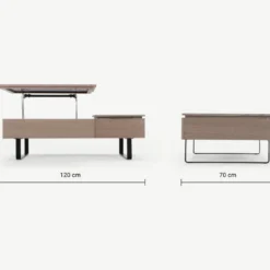Table Basse Avec Plateau Relevable Et 1 Tiroir En MDF Et Métal - Naturel Foncé - DALAHO 27 Table Basse Avec Plateau Relevable Et 1 Tiroir En MDF Et Métal - Naturel Foncé - DALAHO -Pas Cher Mobiliora Magasin table basse 14370923