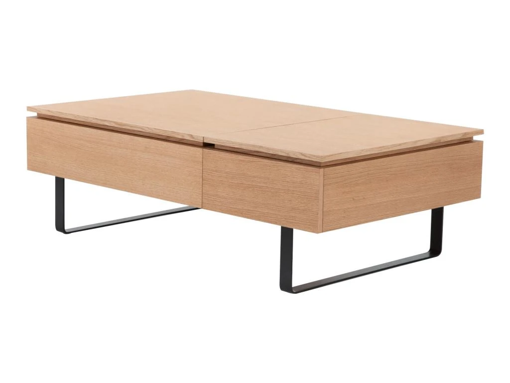 Table Basse Avec Plateau Relevable Et 1 Tiroir En MDF Et Métal - Naturel Clair - DALAHO 7 Table Basse Avec Plateau Relevable Et 1 Tiroir En MDF Et Métal - Naturel Clair - DALAHO – Image 5