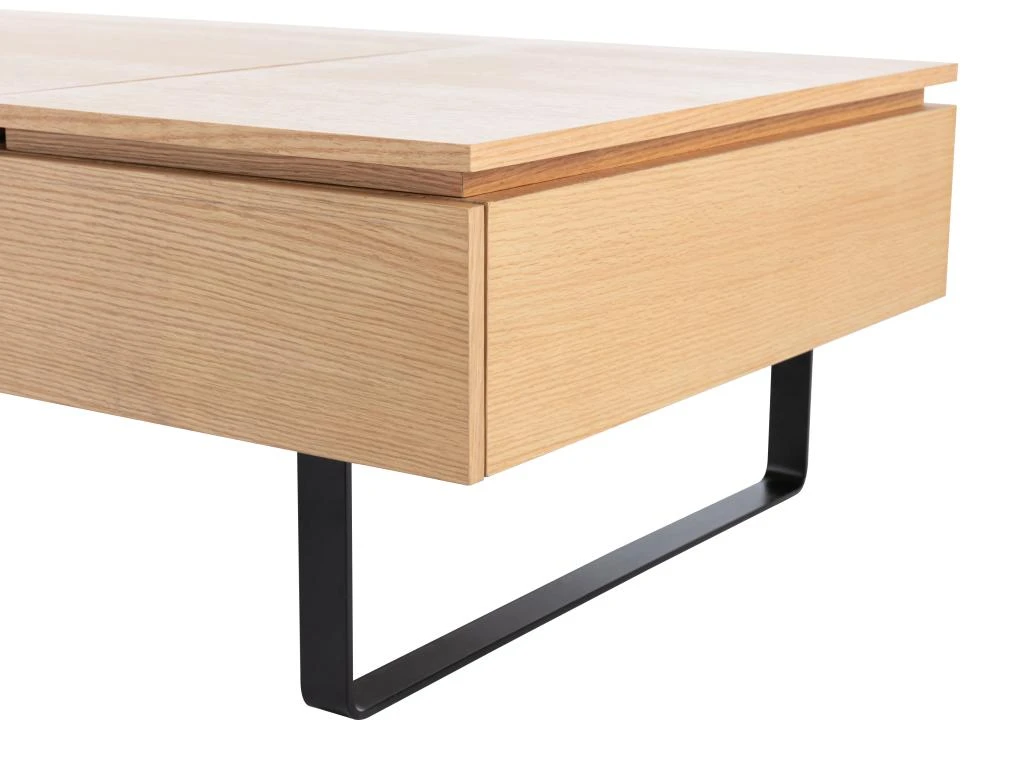 Table Basse Avec Plateau Relevable Et 1 Tiroir En MDF Et Métal - Naturel Clair - DALAHO 12 Table Basse Avec Plateau Relevable Et 1 Tiroir En MDF Et Métal - Naturel Clair - DALAHO – Image 10