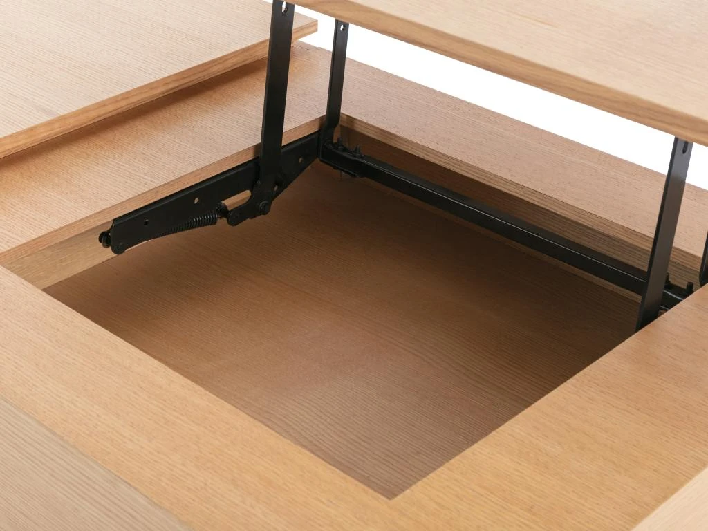 Table Basse Avec Plateau Relevable Et 1 Tiroir En MDF Et Métal - Naturel Clair - DALAHO 10 Table Basse Avec Plateau Relevable Et 1 Tiroir En MDF Et Métal - Naturel Clair - DALAHO – Image 8