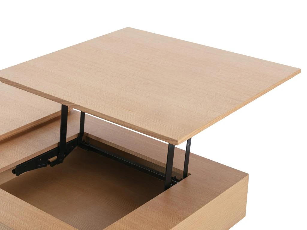 Table Basse Avec Plateau Relevable Et 1 Tiroir En MDF Et Métal - Naturel Clair - DALAHO 11 Table Basse Avec Plateau Relevable Et 1 Tiroir En MDF Et Métal - Naturel Clair - DALAHO – Image 9