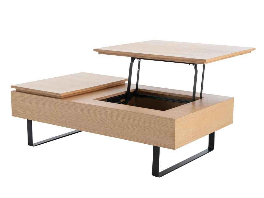 Table Basse Avec Plateau Relevable Et 1 Tiroir En MDF Et Métal - Naturel Clair - DALAHO 9 Table Basse Avec Plateau Relevable Et 1 Tiroir En MDF Et Métal - Naturel Clair - DALAHO – Image 7